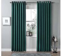 LIZZIE JACOBS Luxury Blackout Eyelet Top Curtains Black Out Thermal Ring Top Curtain Pair Window Treatment Living Room Bed Room Curtains (66" (Width) x 54" (Drop), Emerald Green)