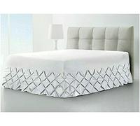 LIZZIE JACOBS Luxury Pintuck Extra Deep Valance Sheet 100% Cotton Percale Pinch Pleated Fitted Vlance Bed Sheets (Super King, White)