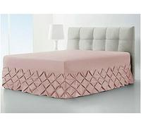 LIZZIE JACOBS Luxury Pintuck Extra Deep Valance Sheet 100% Cotton Percale Pinch Pleated Fitted Vlance Bed Sheets (Super King, Soft Pink)