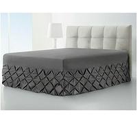 LIZZIE JACOBS Luxury Pintuck Extra Deep Valance Sheet 100% Cotton Percale Pinch Pleated Fitted Vlance Bed Sheets (Super King, Charcoal)