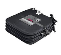 LIZZIE JACOBS Memory Foam Seat Pads With Ties Luxurious Super Soft Removable Seat Pads For Indoor Outdoor Garden Patio Dinning Kitchen and Office Chairs (4 Seat Pads, Black)