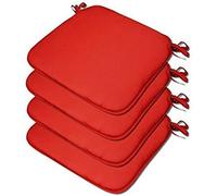 LIZZIE JACOBS Memory Foam Seat Pads With Ties Luxurious Super Soft Removable Seat Pads For Indoor Outdoor Garden Patio Dinning Kitchen and Office Chairs (2 Seat Pads, Red)
