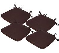 LIZZIE JACOBS Memory Foam Seat Pads With Ties Luxurious Super Soft Removable Seat Pads For Indoor Outdoor Garden Patio Dinning Kitchen and Office Chairs (4 Seat Pads, Chocolate)