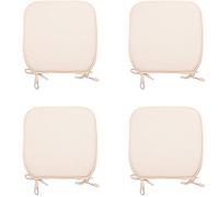 LIZZIE JACOBS Memory Foam Seat Pads With Ties Luxurious Super Soft Removable Seat Pads For Indoor Outdoor Garden Patio Dinning Kitchen and Office Chairs (4 Seat Pads, Cream)