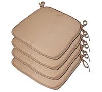 LIZZIE JACOBS Memory Foam Seat Pads With Ties Luxurious Super Soft Removable Seat Pads For Indoor Outdoor Garden Patio Dinning Kitchen and Office Chairs (4 Seat Pads, Mink/Brown)