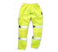 LIZZIE JACOBS Mens Hi Viz Jogging Bottoms Safety Combat Trousers Sweat Pants Hi Vis Work Fleece Trousers High Visibility Reflective Workwear Cargo Joggers (UK, Alpha, S, Regular, Regular, Yellow)