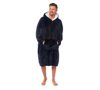 LIZZIE JACOBS Mens Teddy Sherpa Fleece Oversized Hoodies Blankets Super Soft Warm Cosy Fluffy Snuggle Hoody Plush Sweatshirts (Plain Black, One Size)