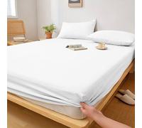LIZZIE JACOBS Microfibre Fitted Sheets Luxurious Easy Care Super Soft All Year Round Bed Sheets (White, Single), MFBSGC-172