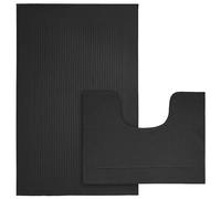 LIZZIE JACOBS Monaco 2 Pieces Bath Mat and Pedestal Mat Sets 100% Cotton Super Soft Extra Absorbent Regular Size Non Slip Quick Dry Bathroom Toilet Rugs (Charcoal)