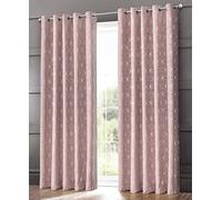 LIZZIE JACOBS Moreno Blackout Thermal Curtains Diamonds Pattern Eyelet Top Ring Top Curtain Pairs Living Room Bed Room Blackout Curtains (Pink, Cushion Cover)
