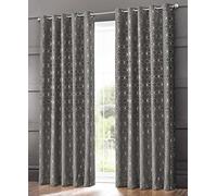 LIZZIE JACOBS Moreno Blackout Thermal Curtains Diamonds Pattern Eyelet Top Ring Top Curtain Pairs Living Room Bed Room Blackout Curtains (Charcoal, 46" (Width) x 72" (Drop))