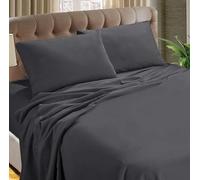 LIZZIE JACOBS New 100% Brushed Cotton Flannelette Full Sheet Set Thermal Super Soft Warm Cosy Fitted and Flat Sheet Set With Pillowcases (Charcoal, Double)