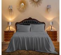 LIZZIE JACOBS New 200 Thread Count Flat Sheets 100% Egyptain Cotton Hotel Quality Super Soft Fade Shrinkage and Wrinkle Resistant Flat Bed Sheets (Dark Grey, King), TCFBSGC-272