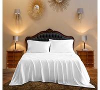 LIZZIE JACOBS New 200 Thread Count Flat Sheets 100% Egyptain Cotton Hotel Quality Super Soft Fade Shrinkage and Wrinkle Resistant Flat Bed Sheets (White, Single), TCFBSGC-272