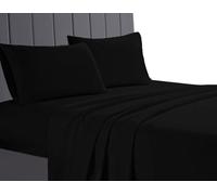 LIZZIE JACOBS New 200 Thread Count Flat Sheets 100% Egyptain Cotton Hotel Quality Super Soft Fade Shrinkage and Wrinkle Resistant Flat Bed Sheets (Black, Pillowcase Pair), TCFBSGC-272