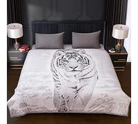LIZZIE JACOBS New 3D Animal Designs Luxurious Throws Super Soft Warm Cosy Travel Sofa Settee and Bed Fur Fleece Winter Blankets TN (White Tiger, King - 200x240 CMS)