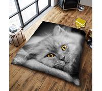LIZZIE JACOBS New 3D Animals Print Faux Fleece Throws Luxurious Super Soft Warm Cosy Sofa Settee Bed Mink Faux Fleece Anti Allergy Kids Adults Blankets (Double -150x200 cm, Cat)