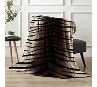 LIZZIE JACOBS New Animal Skin Pattern Faux Fleece Throws Luxurious Super Soft Warm Cosy Sofa Settee Bed Mink Fleece Blankets (Double - 150x200cm, Tiger Skin Natural)