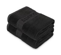 LIZZIE JACOBS New Bamboo Towels 600 GSM Luxury Extra Thick 60% Bamboo 40% Cotton Material Super Soft Highly Absorbent Quick Dry Soft Extra Large Towels or Bath Sheets (Black, Pack of 2 Bath Towels)