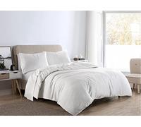 LIZZIE JACOBS New Brushed 100% Cotton Flannelette Plain Duvet Quilt Covers Flannel Fully Reversible Bedding Sets With Pillowcases (White, Single)
