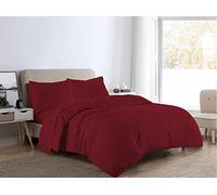 LIZZIE JACOBS New Brushed 100% Cotton Flannelette Plain Duvet Quilt Covers Flannel Fully Reversible Bedding Sets With Pillowcases (Red, Single)