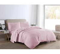 LIZZIE JACOBS New Brushed 100% Cotton Flannelette Plain Duvet Quilt Covers Flannel Fully Reversible Bedding Sets With Pillowcases (Pink, King)