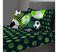 LIZZIE JACOBS New Children Designs Quilt Cover Sets Luxurious Printed Kids Boys Girls Duvet Cover Sets Reversible Bedding Sets (Football Fun Green, Single Fitted Sheet Set)