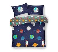 LIZZIE JACOBS New Children Designs Quilt Cover Sets Luxurious Printed Kids Boys Girls Duvet Cover Sets Reversible Bedding Sets (Single Duvet Set, Space)