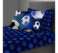 LIZZIE JACOBS New Children Designs Quilt Cover Sets Luxurious Printed Kids Boys Girls Duvet Cover Sets Reversible Bedding Sets (Football Fun Blue, Single Fitted Sheet Set)