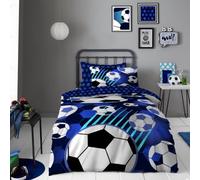LIZZIE JACOBS New Children Designs Quilt Cover Sets Luxurious Printed Kids Boys Girls Duvet Cover Sets Reversible Bedding Sets (Football Fun Blue, Single Duvet Set)