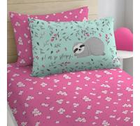 LIZZIE JACOBS New Children Designs Quilt Cover Sets Luxurious Printed Kids Boys Girls Duvet Cover Sets Reversible Bedding Sets (Sleepy Sloth, Single Fitted Sheet Set)