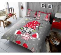 LIZZIE JACOBS New Christmas Duvet Cover Sets Festive Season Bed Linen Easy Care Soft Xmas Quilt Covers Bedding Set With Pillowcases (The Gamer Gnome, Double)