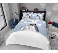 LIZZIE JACOBS New Christmas Duvet Cover Sets Festive Season Bed Linen Easy Care Soft Xmas Quilt Covers Bedding Set With Pillowcases (Penguins Forever, King)