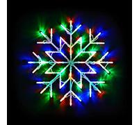LIZZIE JACOBS New Christmas Snowflake Light 50 LED Snowflake Lights Festive Battery Operated Indoor Home Xmas Window Door Wall Hanging Christmas Decoration Silhouette Lights (Multicoloured)
