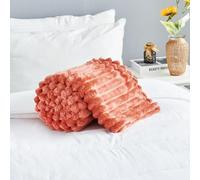 LIZZIE JACOBS New Chunky Cord Teddy Sherpa Fleece Throws Super Soft Warm Cosy Luxurious Sofa Settee Bed Throws Blankets For Kids and Adults (Rust GC, Double - 150x200cm)