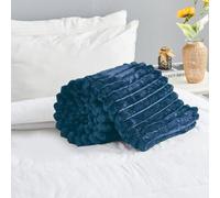 LIZZIE JACOBS New Chunky Cord Teddy Sherpa Fleece Throws Super Soft Warm Cosy Luxurious Sofa Settee Bed Throws Blankets For Kids and Adults (Navy GC, Double - 150x200cm)