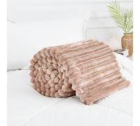 LIZZIE JACOBS New Chunky Cord Teddy Sherpa Fleece Throws Super Soft Warm Cosy Luxurious Sofa Settee Bed Throws Blankets For Kids and Adults (Mink, King - 200x240cm)