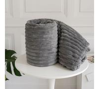 LIZZIE JACOBS New Chunky Cord Teddy Sherpa Fleece Throws Super Soft Warm Cosy Luxurious Sofa Settee Bed Throws Blankets For Kids and Adults (Charcoal, Double - 150x200cm)