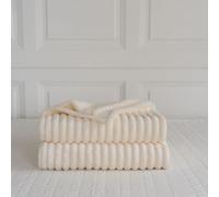 LIZZIE JACOBS New Chunky Cord Teddy Sherpa Fleece Throws Super Soft Warm Cosy Luxurious Sofa Settee Bed Throws Blankets For Kids and Adults (Ivory, Double - 150x200cm)