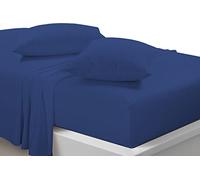 LIZZIE JACOBS New Easy Care Polycotton Full Sheet Set Plain Dyed Soft Fade Wrinkle Shrinkage Resistant Fitted Sheet and Flat Sheet Set With Pillowcases (Royal Blue, Single)