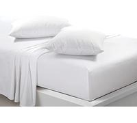 LIZZIE JACOBS New Easy Care Polycotton Full Sheet Set Plain Dyed Soft Fade Wrinkle Shrinkage Resistant Fitted Sheet and Flat Sheet Set With Pillowcases (White, King)