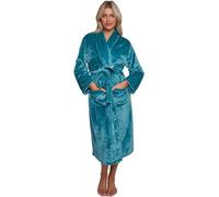 LIZZIE JACOBS New Flannel Sherpa Women Bathrobes Highly Absorbent Super Soft Cosy Dressing Gowns Housecoat Ladies Nightwear Robes (UK, Alpha, One Size, Regular, Regular, Plain Teal)