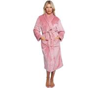 LIZZIE JACOBS New Flannel Sherpa Women Bathrobes Highly Absorbent Super Soft Cosy Dressing Gowns Housecoat Ladies Nightwear Robes (UK, Alpha, One Size, Regular, Regular, Plain Blush Pink)