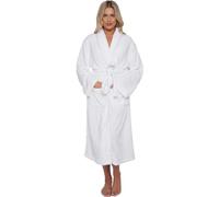 LIZZIE JACOBS New Flannel Sherpa Women Bathrobes Highly Absorbent Super Soft Cosy Dressing Gowns Housecoat Ladies Nightwear Robes (UK, Alpha, One Size, Regular, Regular, Plain White)