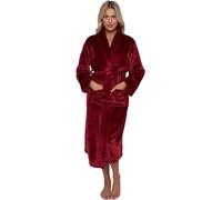 LIZZIE JACOBS New Flannel Sherpa Women Bathrobes Highly Absorbent Super Soft Cosy Dressing Gowns Housecoat Ladies Nightwear Robes (UK, Alpha, One Size, Regular, Regular, Plain Burgundy)
