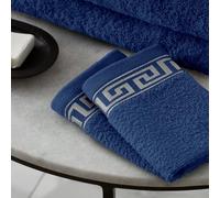 LIZZIE JACOBS New Greek Key Pattern 500 GSM 100% Pure Egyptian Cotton Ring Spun Super Soft Highly Absorbent and Quick Dry Towels Sets Bath Sheets Jumbo Sheets (Navy, Pack of 4 Hand Towels)