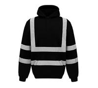 LIZZIE JACOBS New Hi Viz Pullover Hoodies Safety Fleece Hi Vis Sweatshirt Work Tops Jumpers GO/RT Compliant High Visibility Pullover Hoody ( , ), Mens, Black, Small