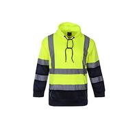 LIZZIE JACOBS New Hi Viz Pullover Hoodies Safety Fleece Hi Vis Sweatshirt Work Tops Jumpers GO/RT Compliant High Visibility Mens Pullover Hoody (Large, Yellow/Navy)