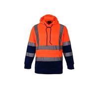 LIZZIE JACOBS New Hi Viz Pullover Hoodies Safety Fleece Hi Vis Sweatshirt Work Tops Jumpers GO/RT Compliant High Visibility Pullover Hoody (X- , / ), Mens, Orange, Navy, Large