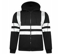 LIZZIE JACOBS New Hi Viz Zip Hoodies Safety Fleece Hi Vis Sweatshirt Jackets Work Tops GO/RT Compliant High Visibility Zip Hoody Jumpers ( , ), Mens, Black, Medium